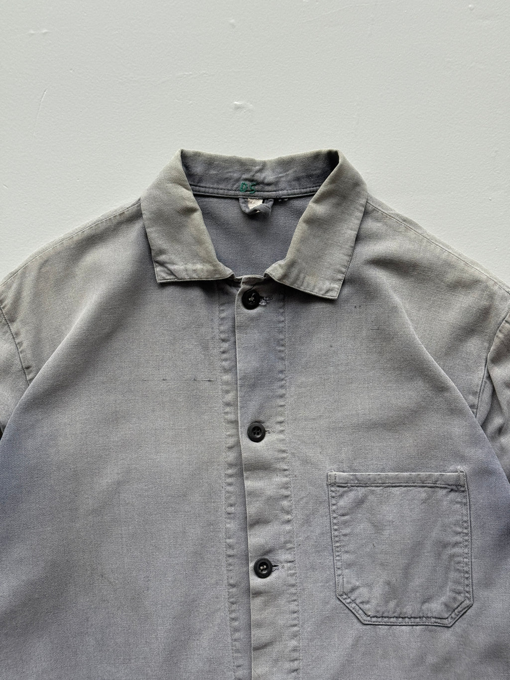 Thrashed Faded Grey Chore Jacket 80's Vintage French Workwear CH155 - Medium