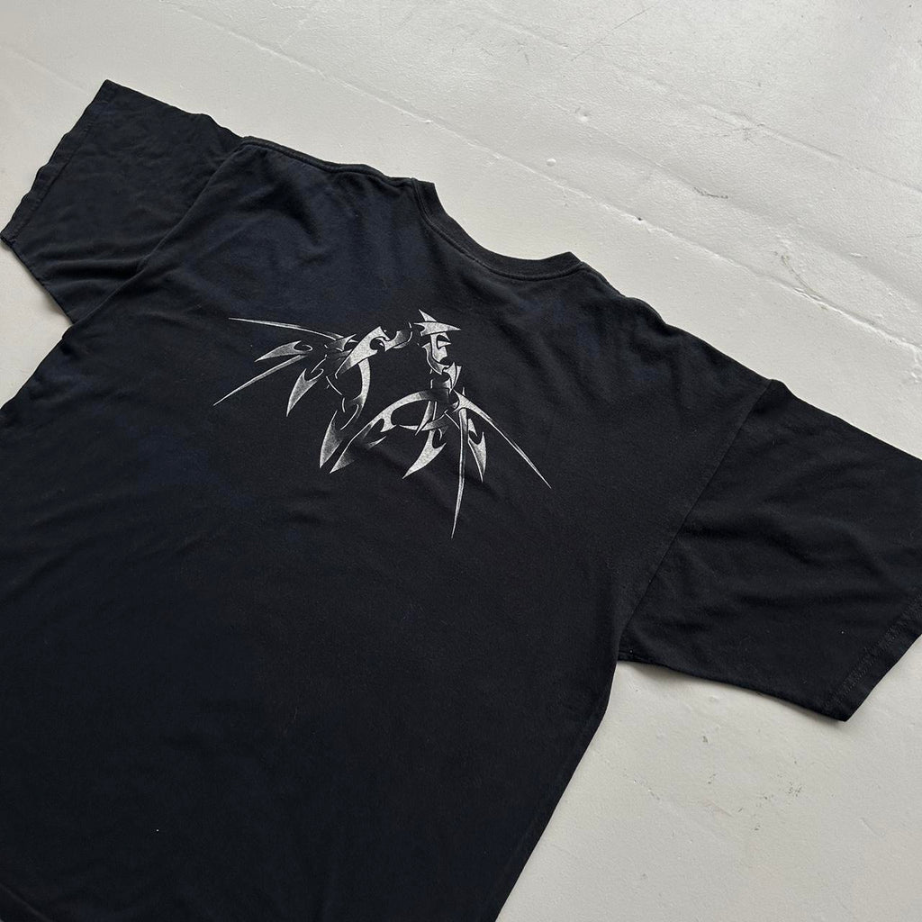 Black Tribal Skull Gothic Y2K 00s Vintage Graphic T-Shirt - 2XL