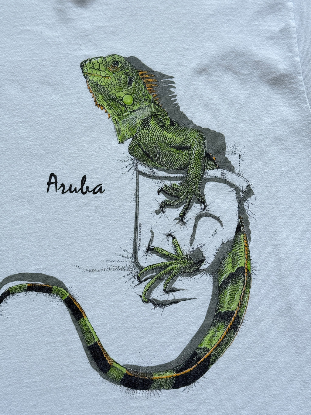 White Aruba 90's Vintage Single Stitch Tourist Graphic T-Shirt - Small