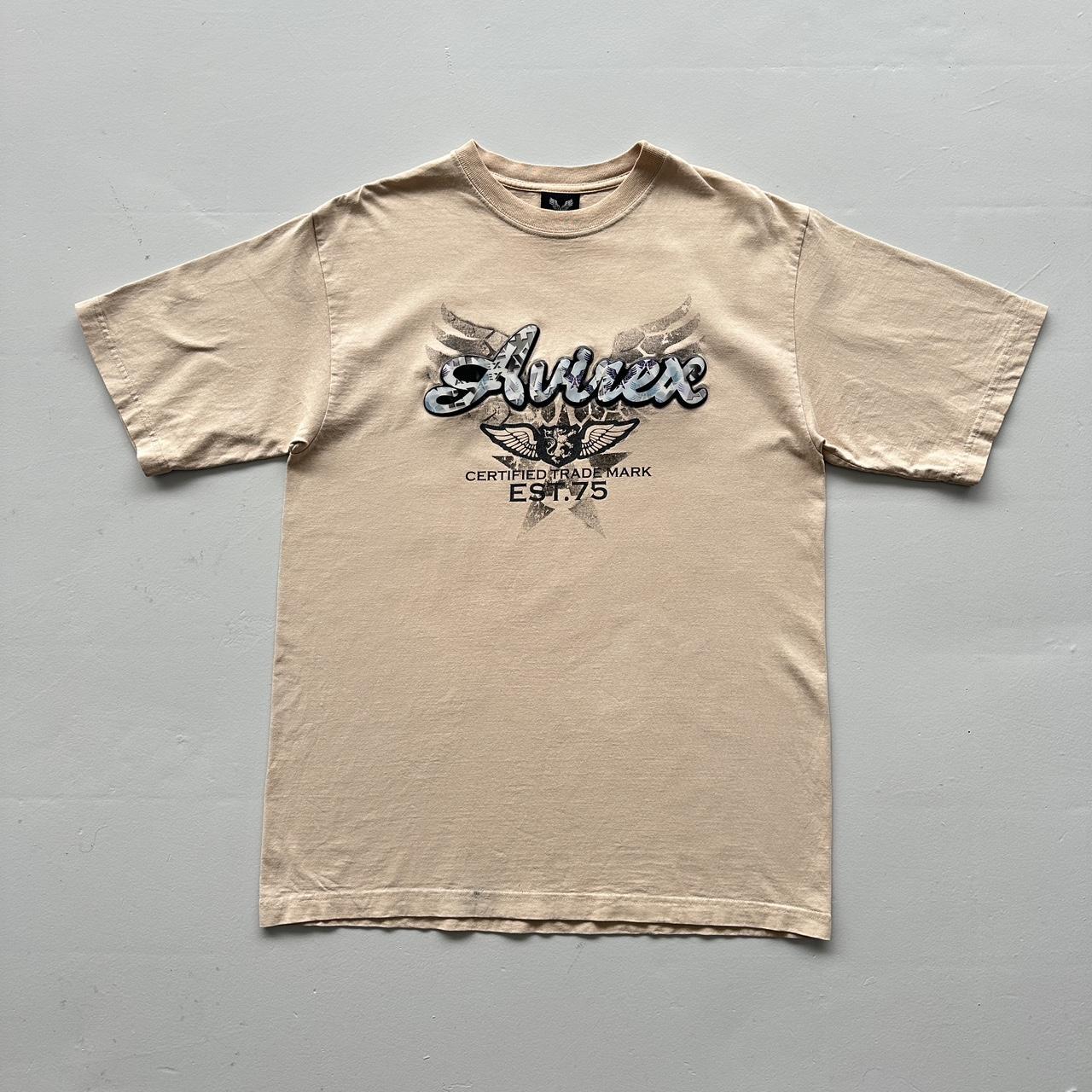 Cream Avirex 3D Logo Vintage 00s Y2K T-shirt - Large