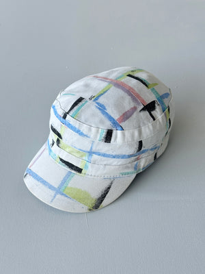 FOX White Studded Y2K Cadet Cap Military Style 00's Grunge Aesthetic