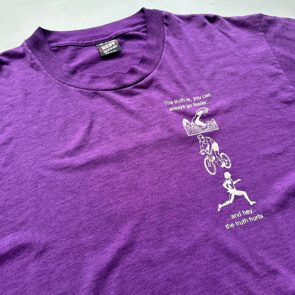 Purple Triathlon Slogan 90s Vintage T-shirt - Large
