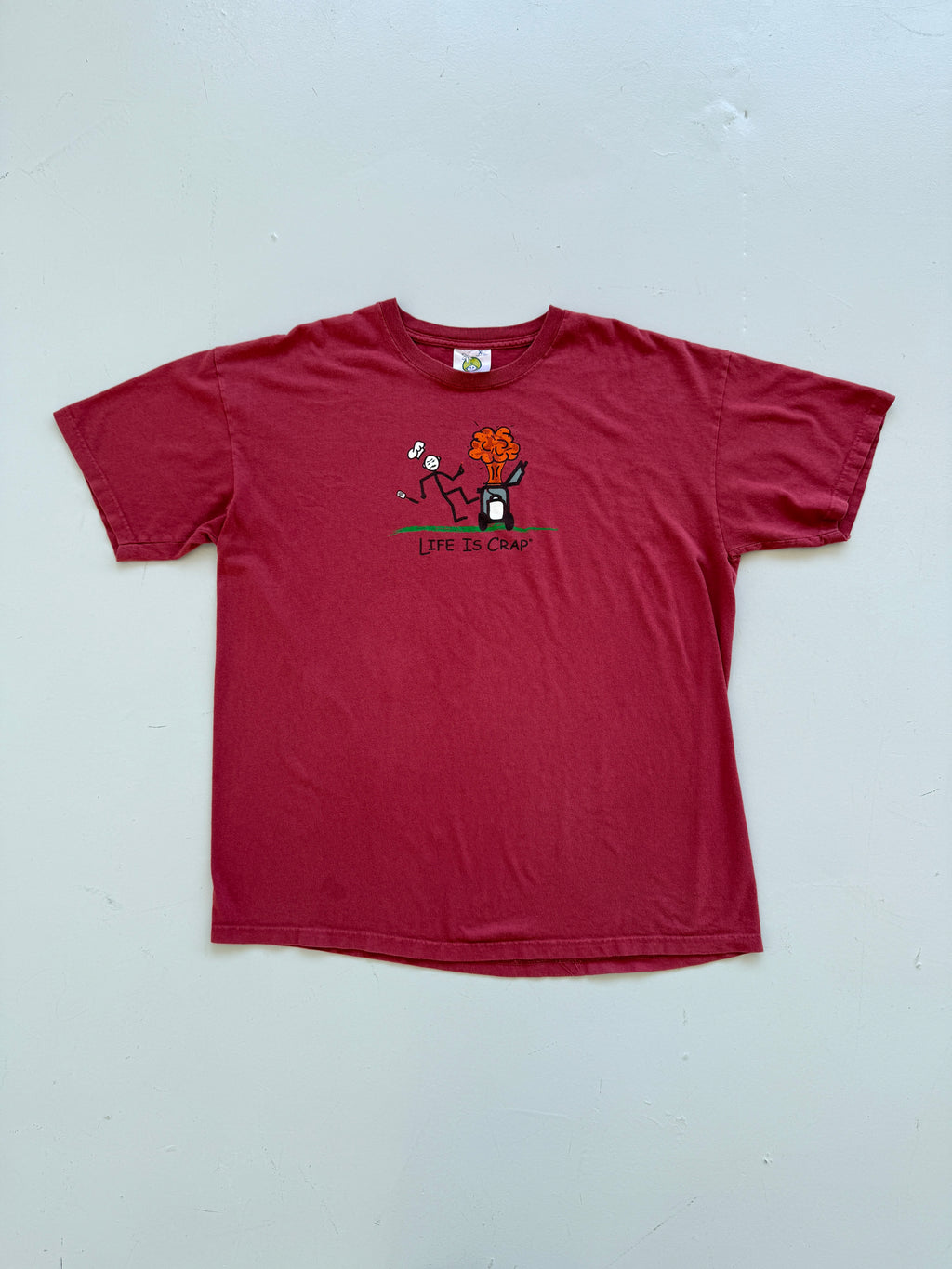Red Life is Crap 00's Vintage Funny Slogan Graphic T-Shirt - XL