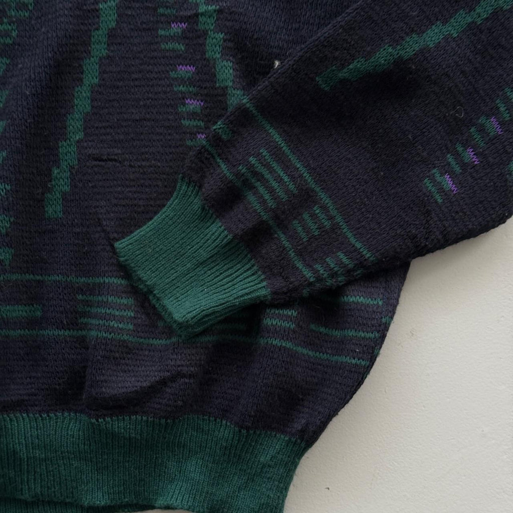 Navy Blue Woollen 90’s Vintage Heavy Knit Jumper - Large