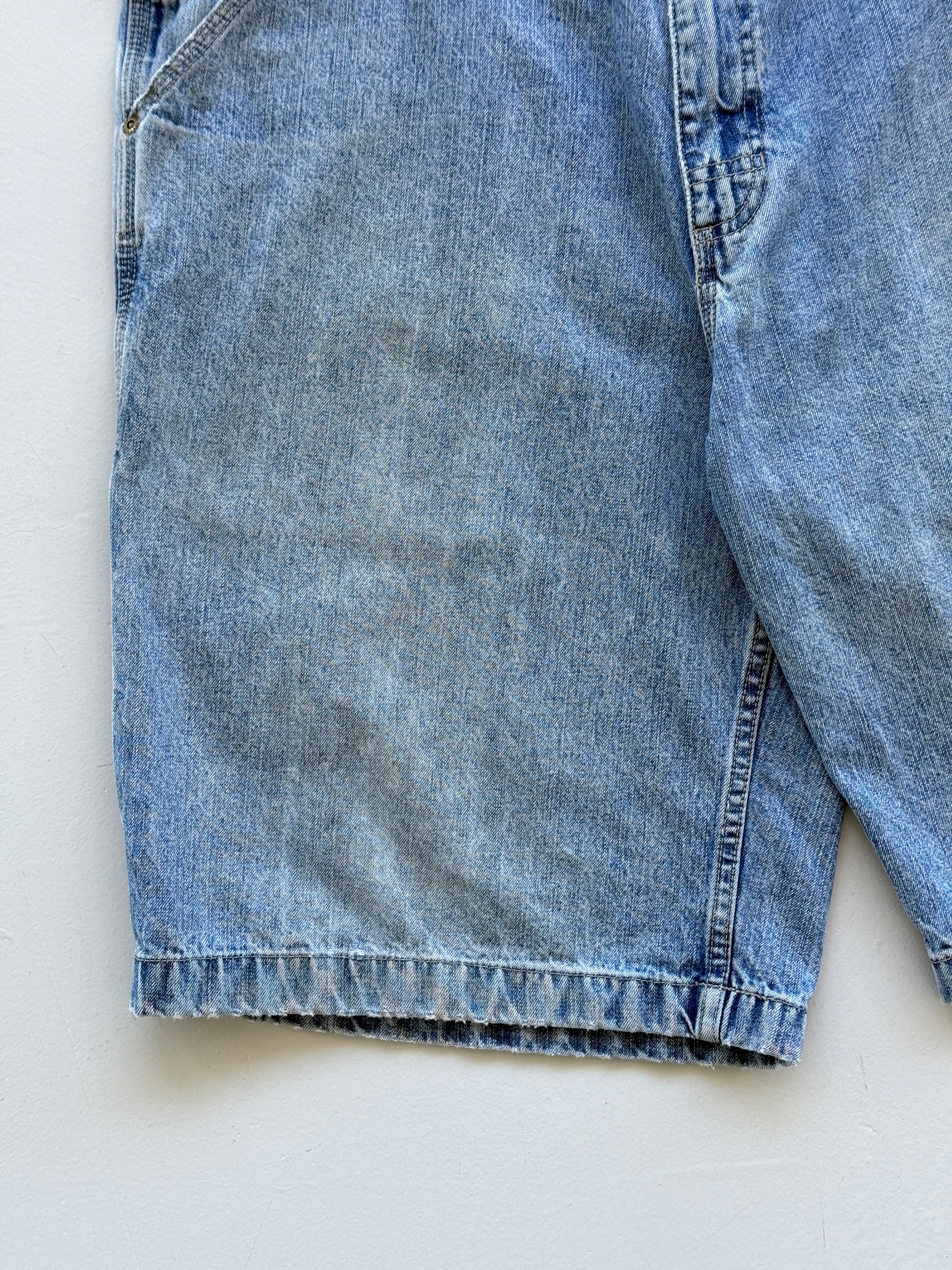 Light Blue Utility 90's Vintage Baggy Carpenter Denim Shorts - W38 x L11.5
