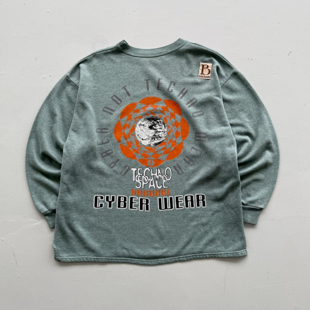Light Blue Techno Space 90’s Vintage Rave Graphic Sweatshirt - XL