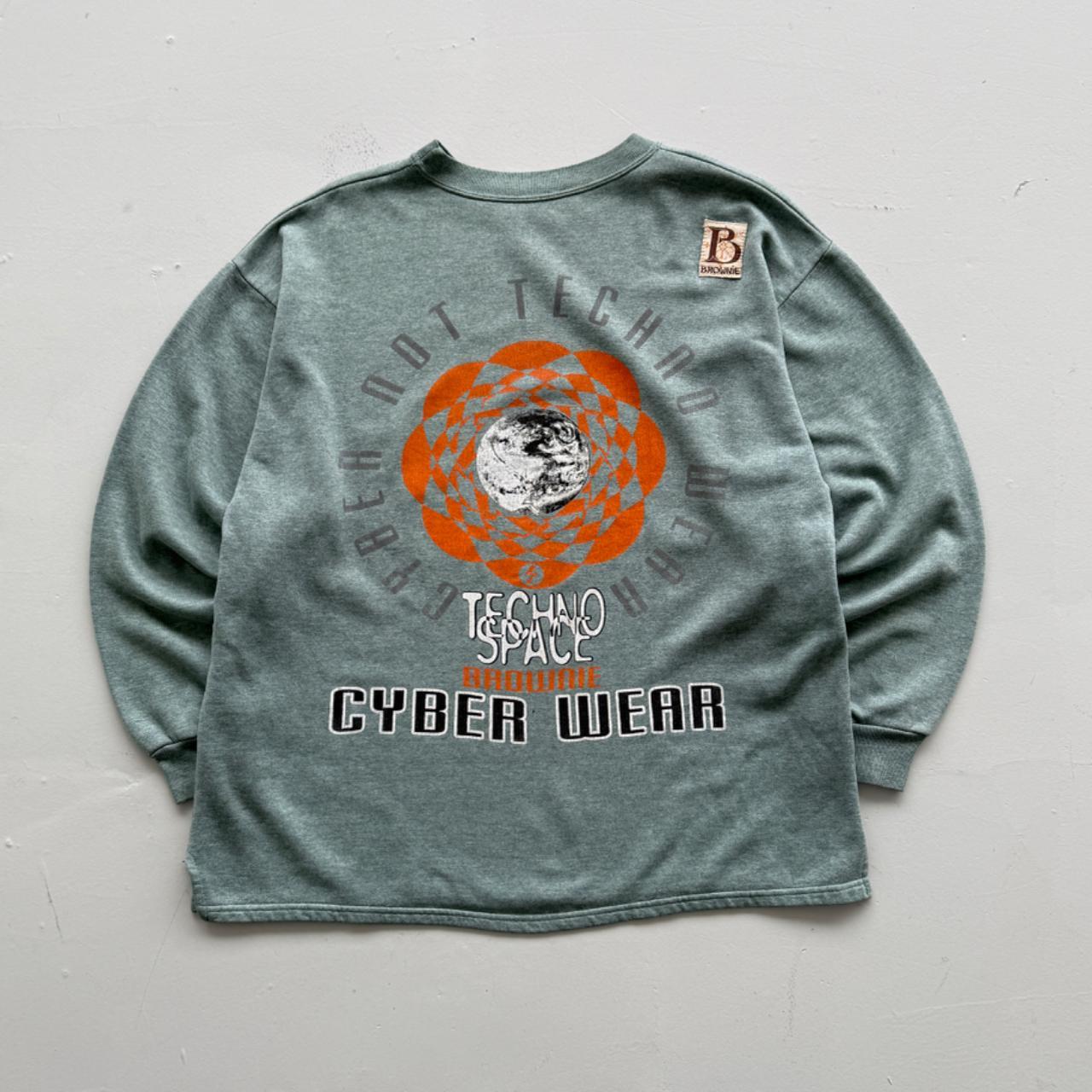 Light Blue Techno Space 90’s Vintage Rave Graphic Sweatshirt - XL
