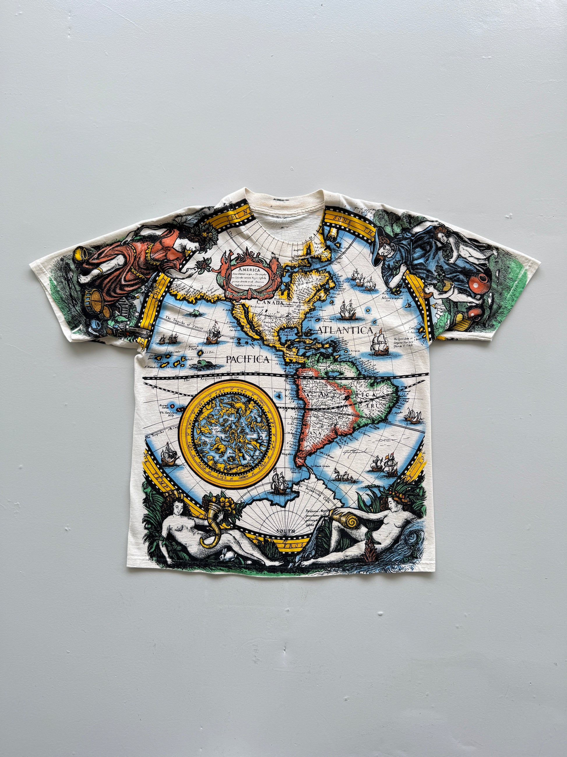 Liquid Blue Atlas 90s Vintage All Over Print Graphic Single Stitch T-Shirt - XL