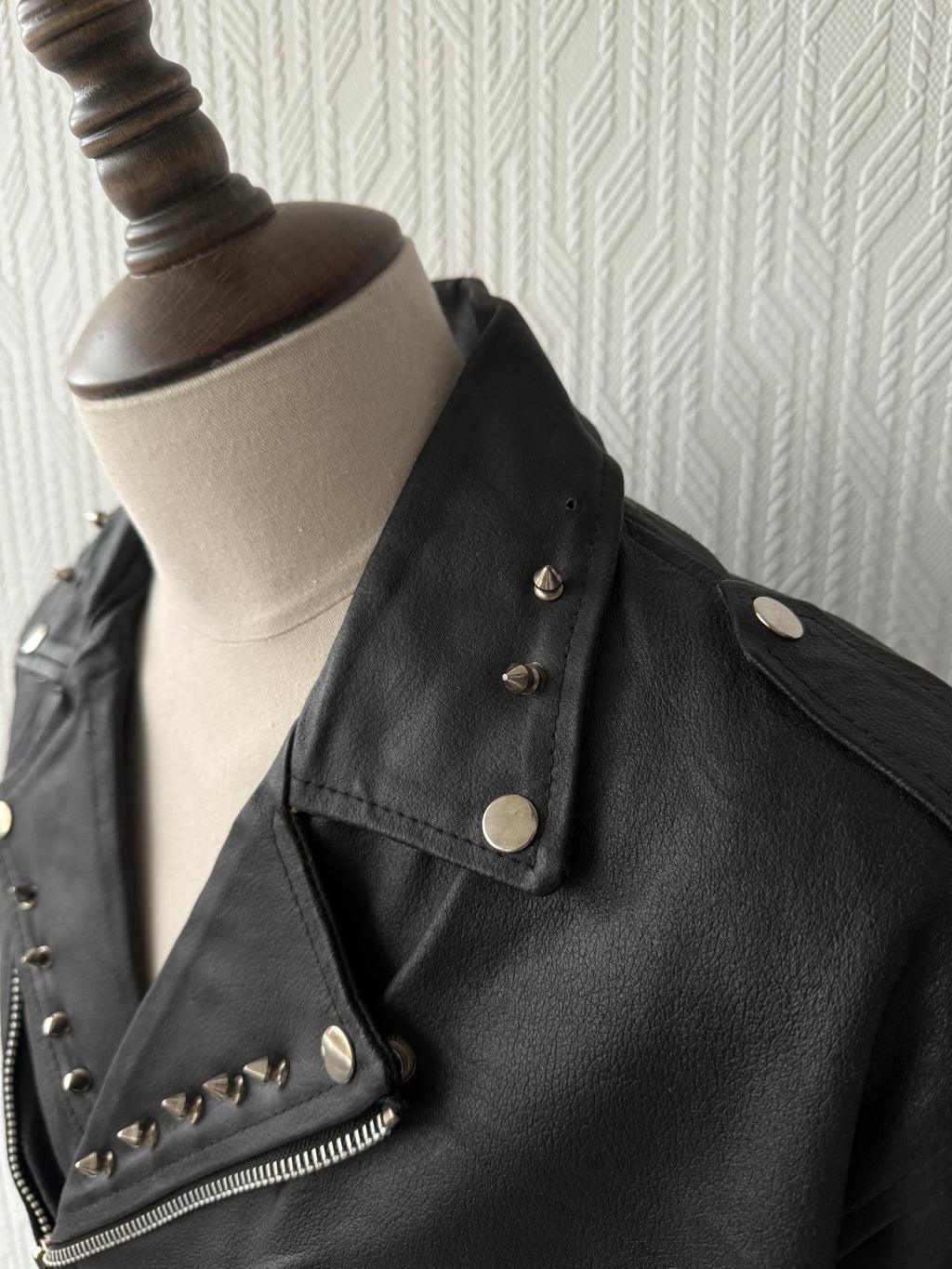 Black 90's Vintage Leather Grunge Biker Jacket - Mens Large