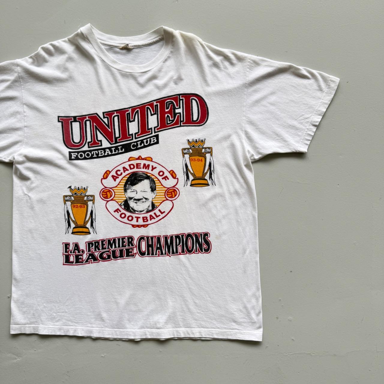 White Manchester United 90s Vintage Double Champions T-Shirt - XL