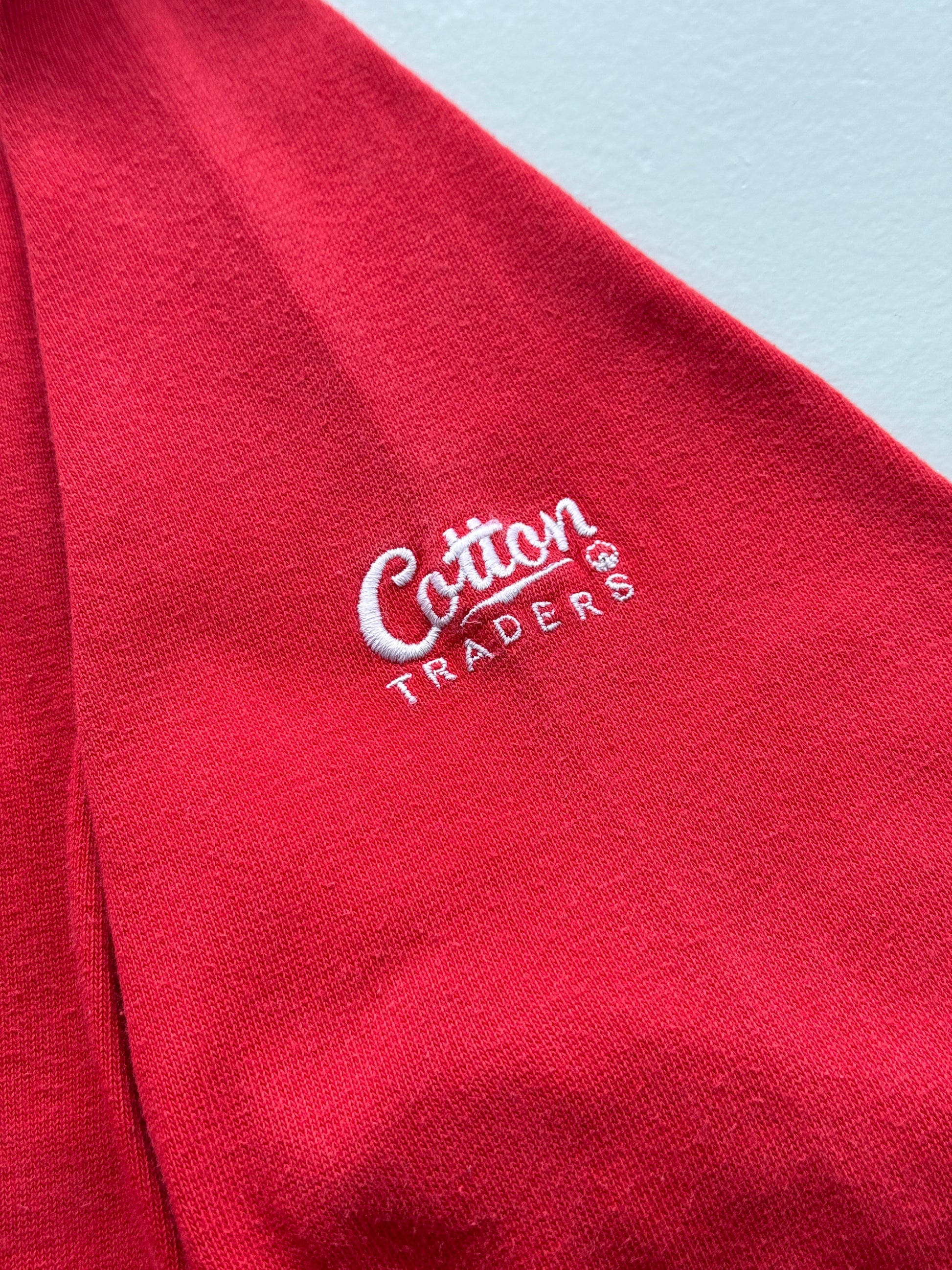 Red Wales Rugby 90's Vintage Cotton Traders Long Sleeve Polo Jersey - Medium