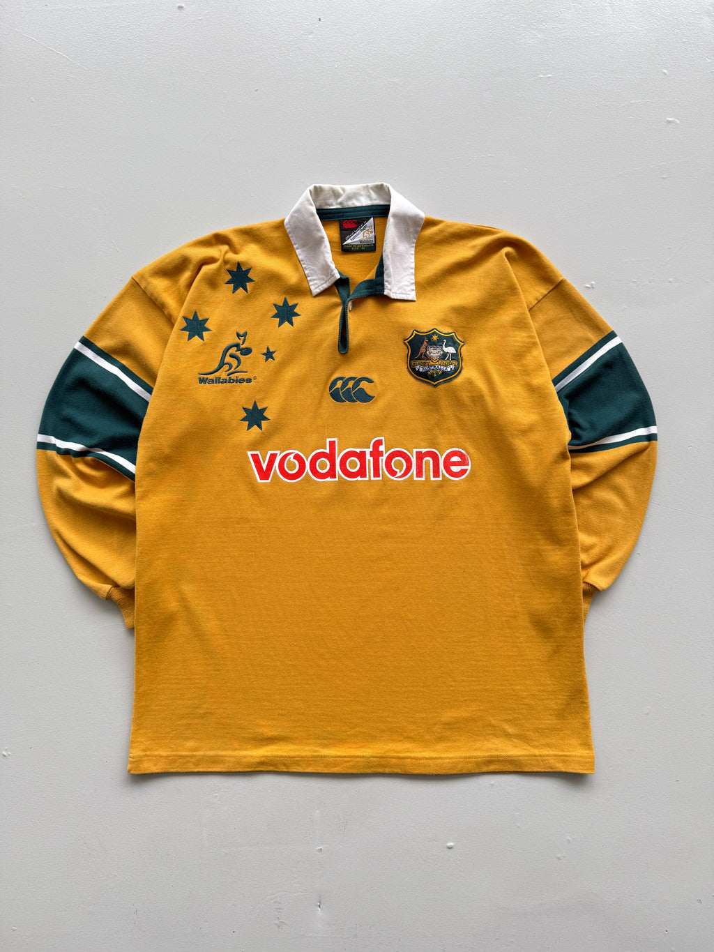 Yellow Australian Rugby 00s Vintage Canterbury Wallabies Long Sleeve Jersey - XL