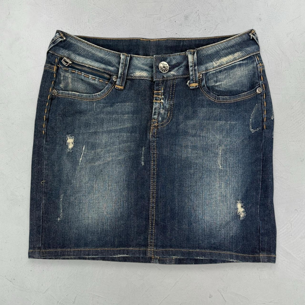 Womens Navy Y2K Denim Mini Skirt - 28” x 16” Small Size 8