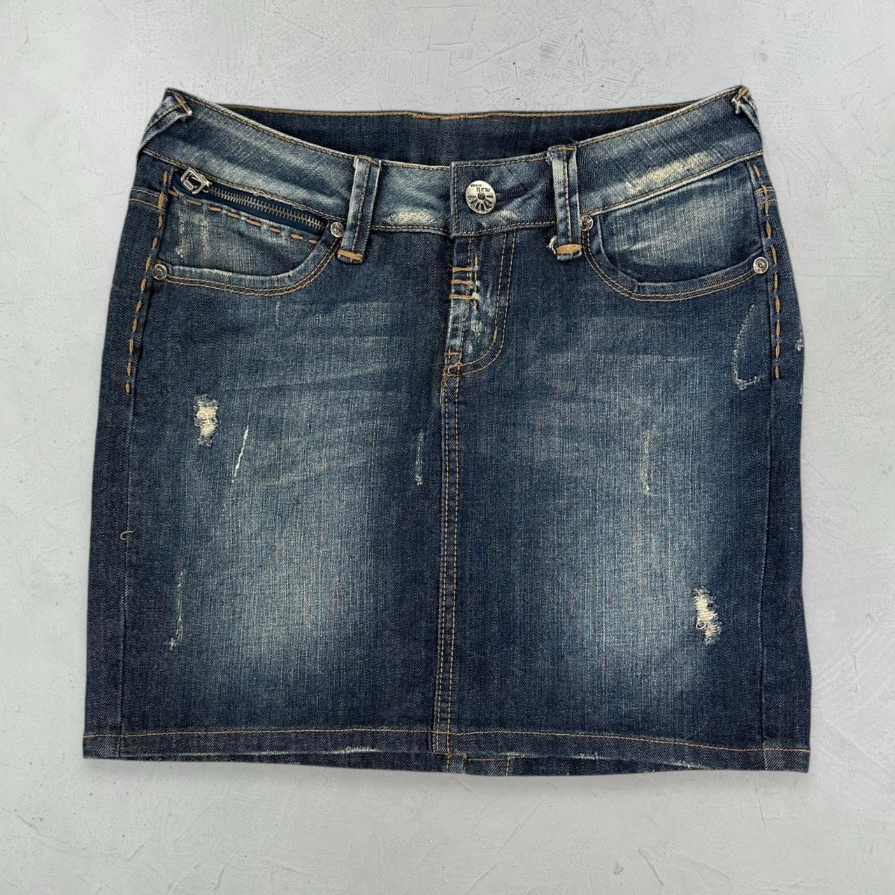 Womens Navy Y2K Denim Mini Skirt - 28” x 16” Small Size 8