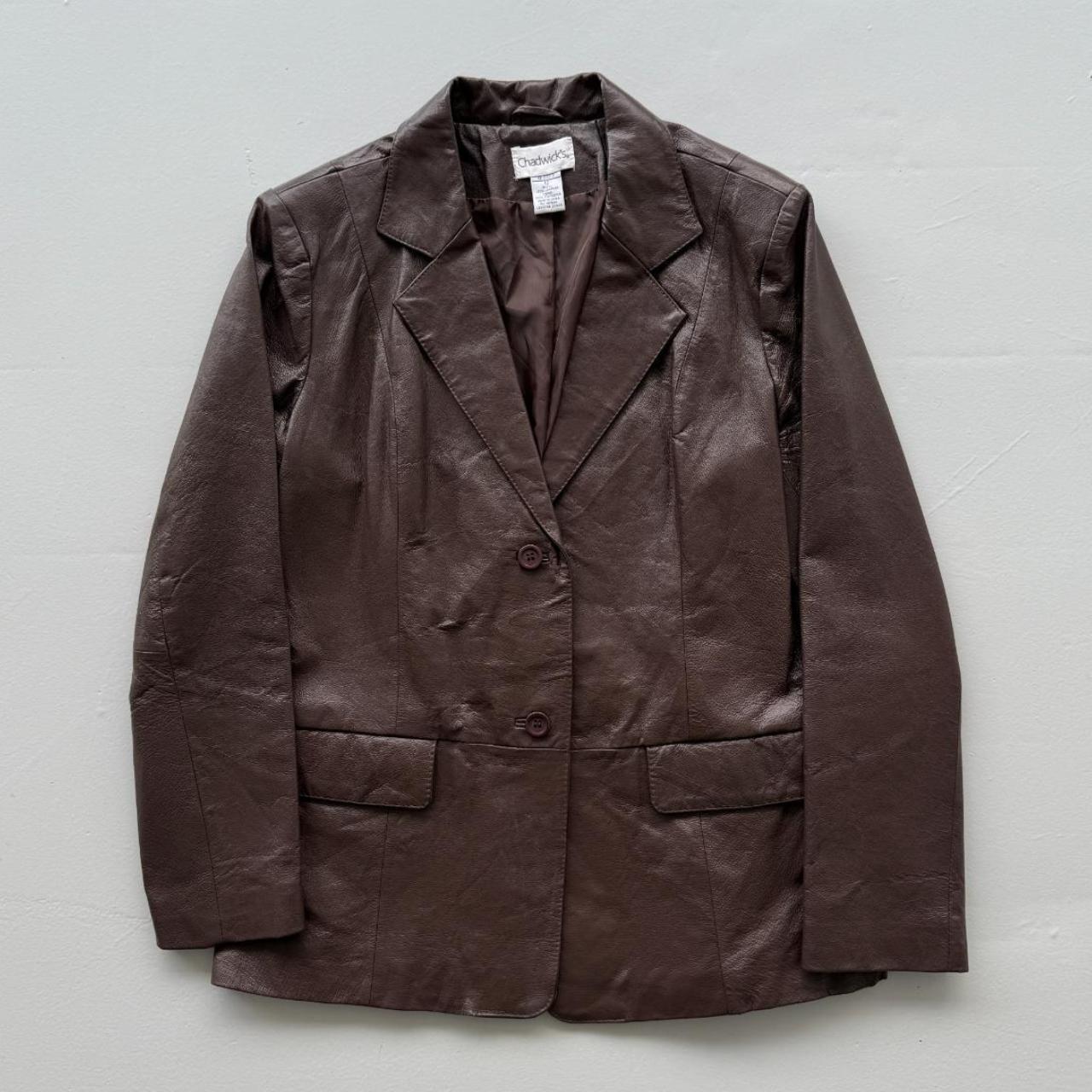 Brown Chadwicks Vintage 00s Leather Blazer Jacket - Womens Size 10
