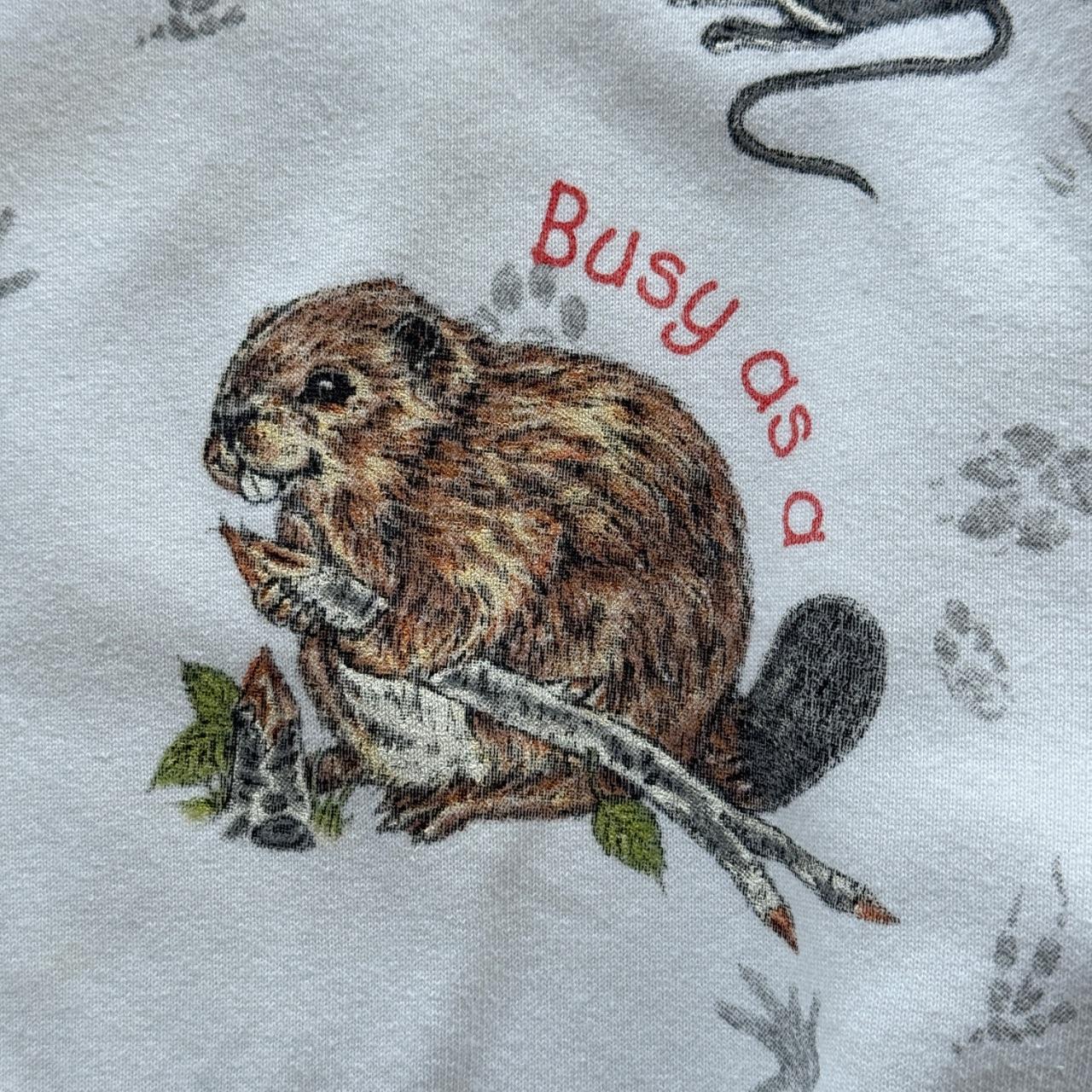 White Cartoon Animal's 90’s Vintage Graphic Sweatshirt - Size 8