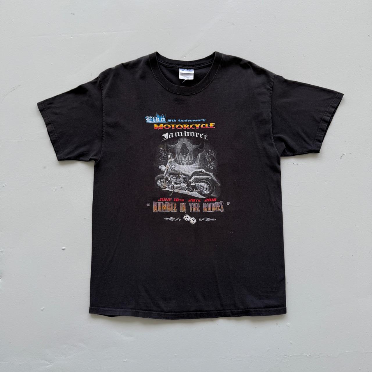 Black Elko Motorcycle Meet 00s Vintage Graphic T-Shirt - Medium