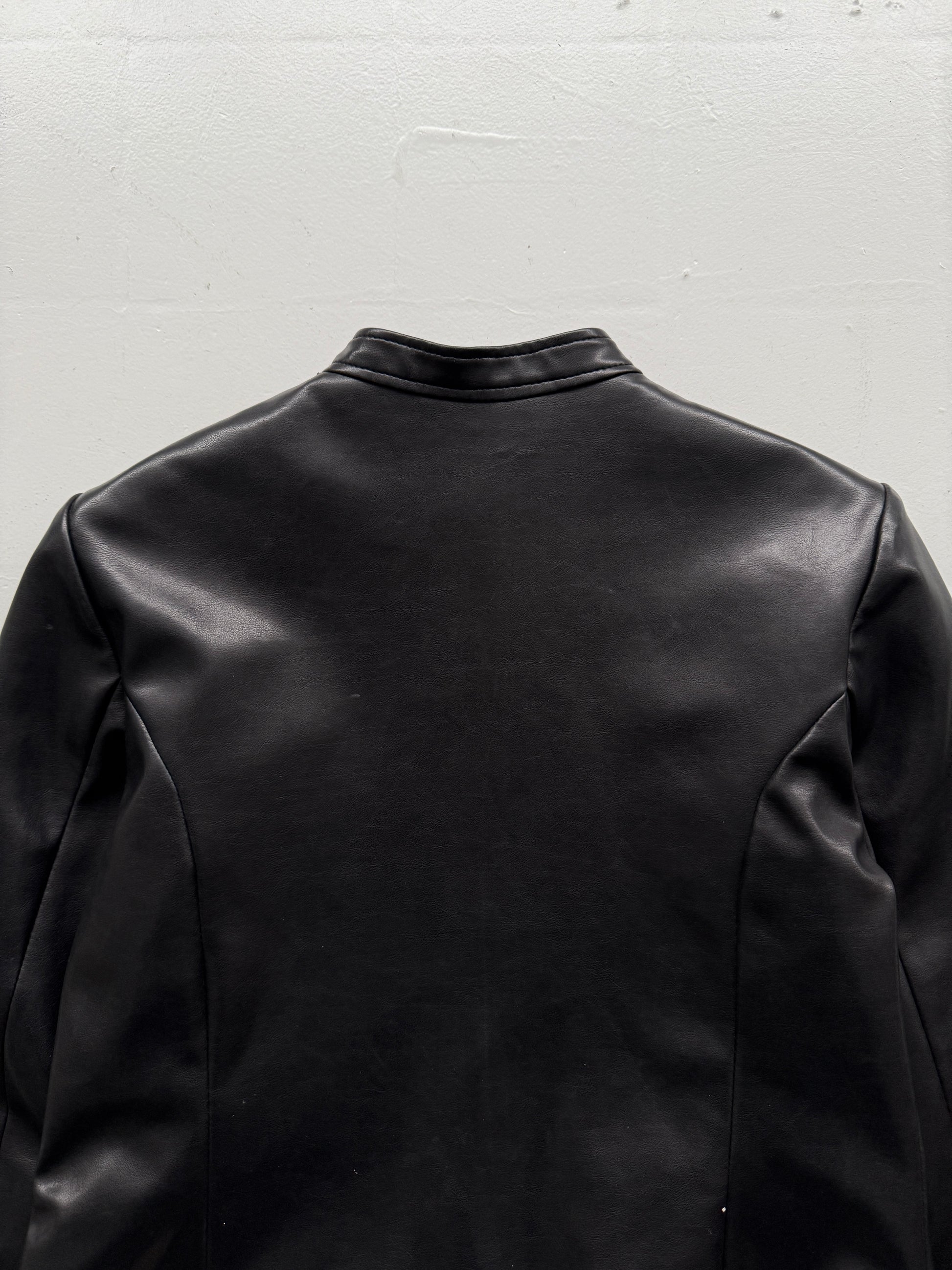 Black New Look 00's Vintage Leather Effect Jacket - UK 12