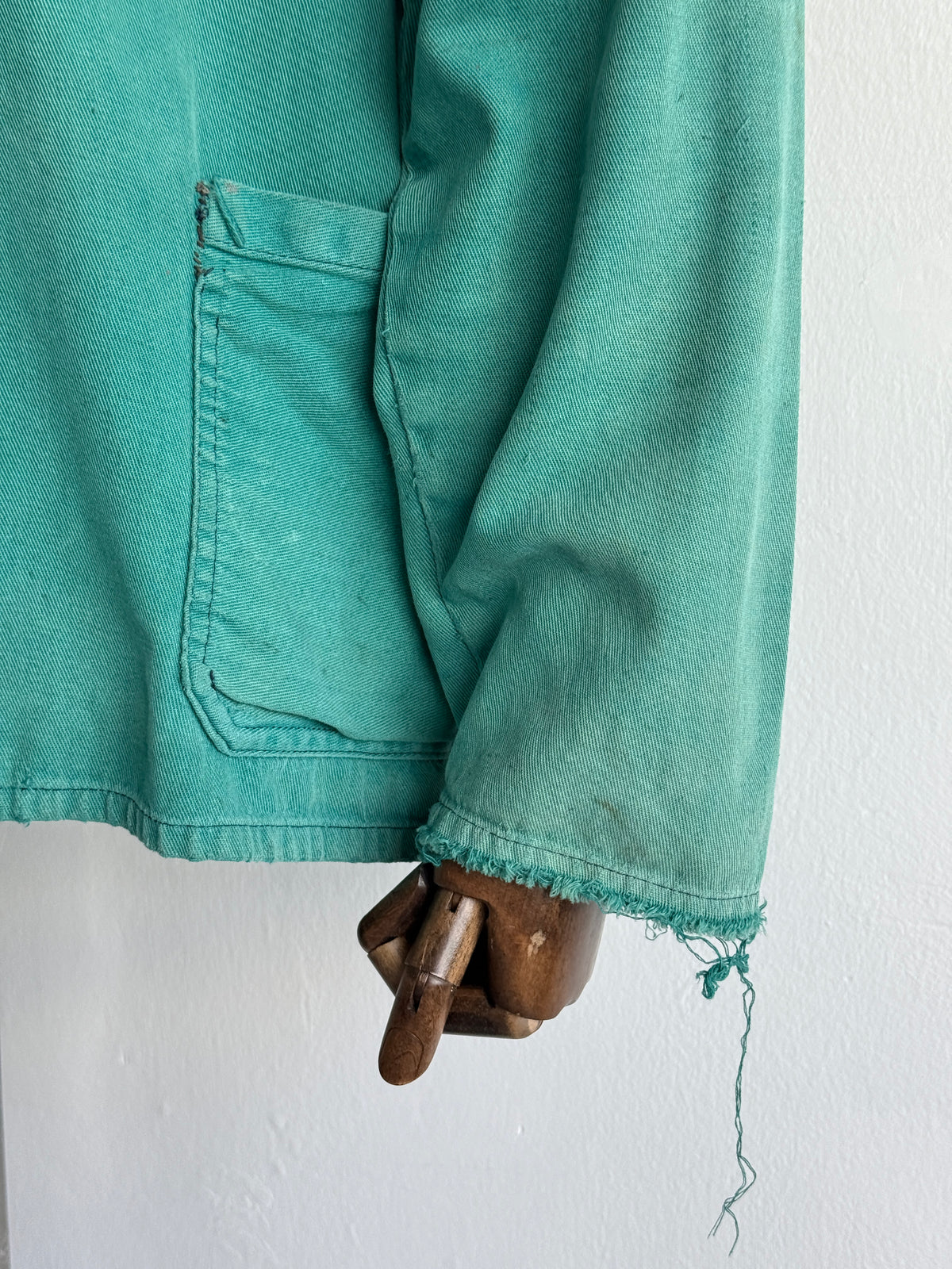Thrashed Turquoise French 1960's Vintage Workwear Chore Jacket CH488 - XL