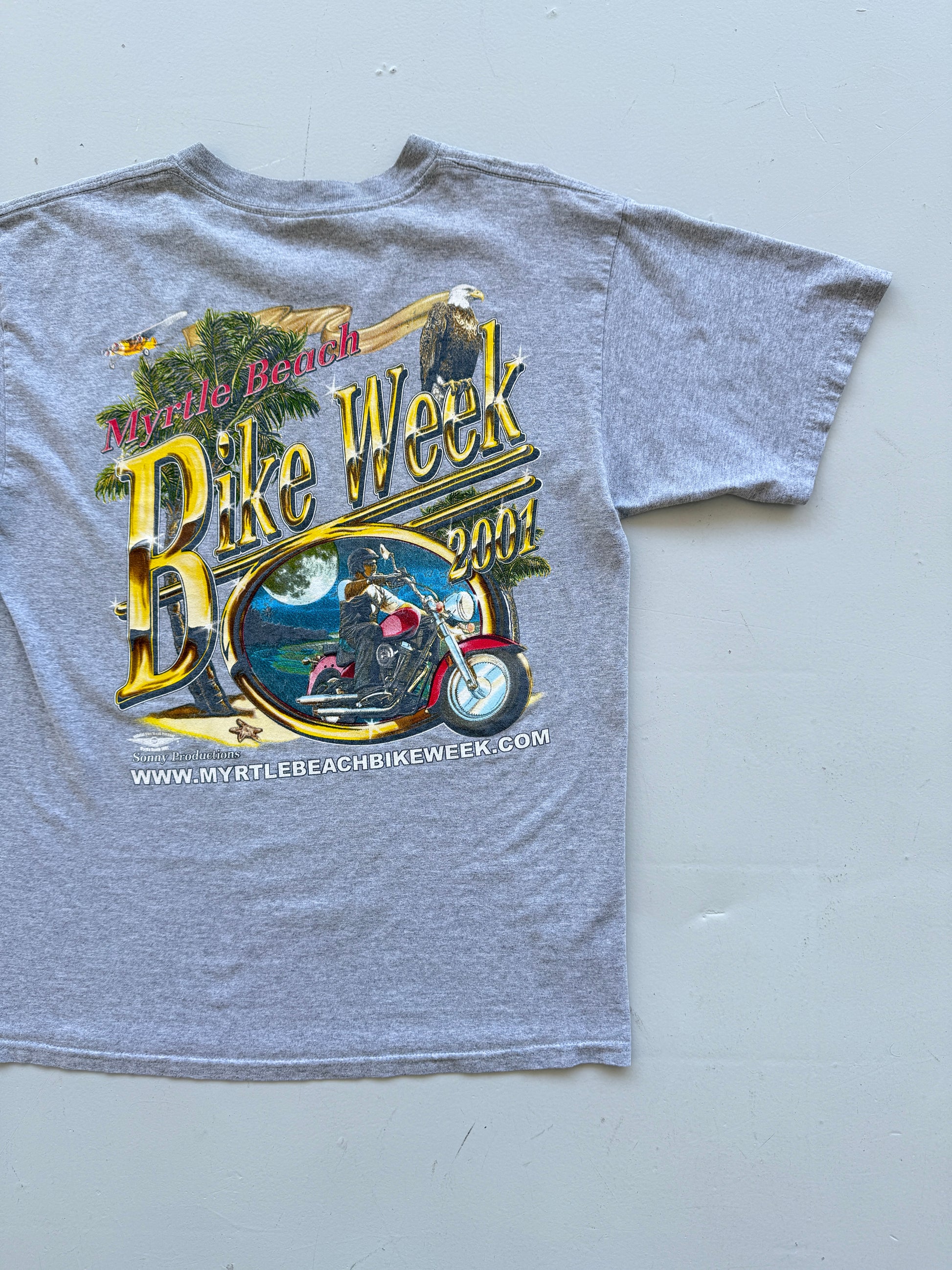 Grey Bike Week 00's Vintage Myrtle Beach Tourist T-Shirt - Large