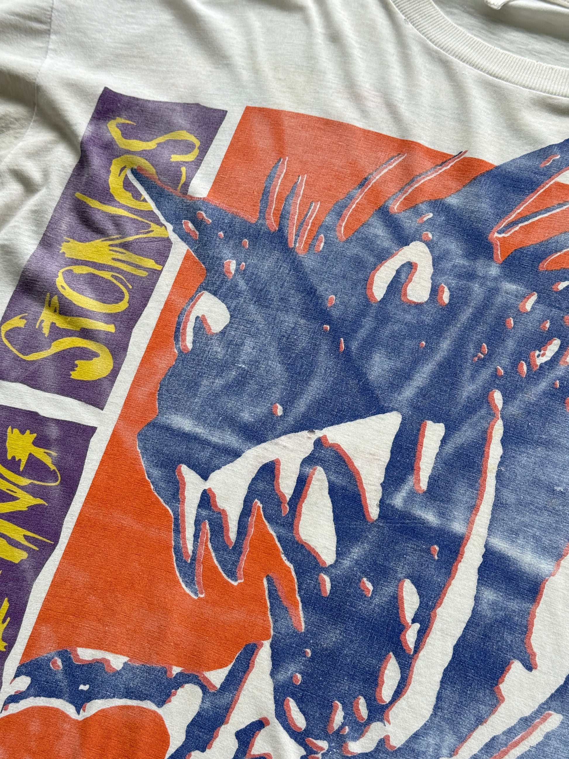 White Rolling Stone 90's Vintage Thrashed Graphic T-Shirt - XL