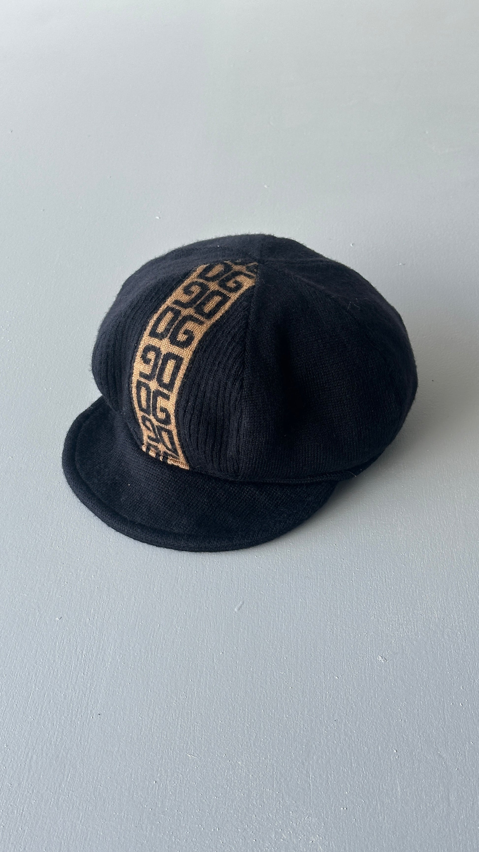 Black Dolce & Gabbana DG Monogram Vintage Wool Newsboy Cap