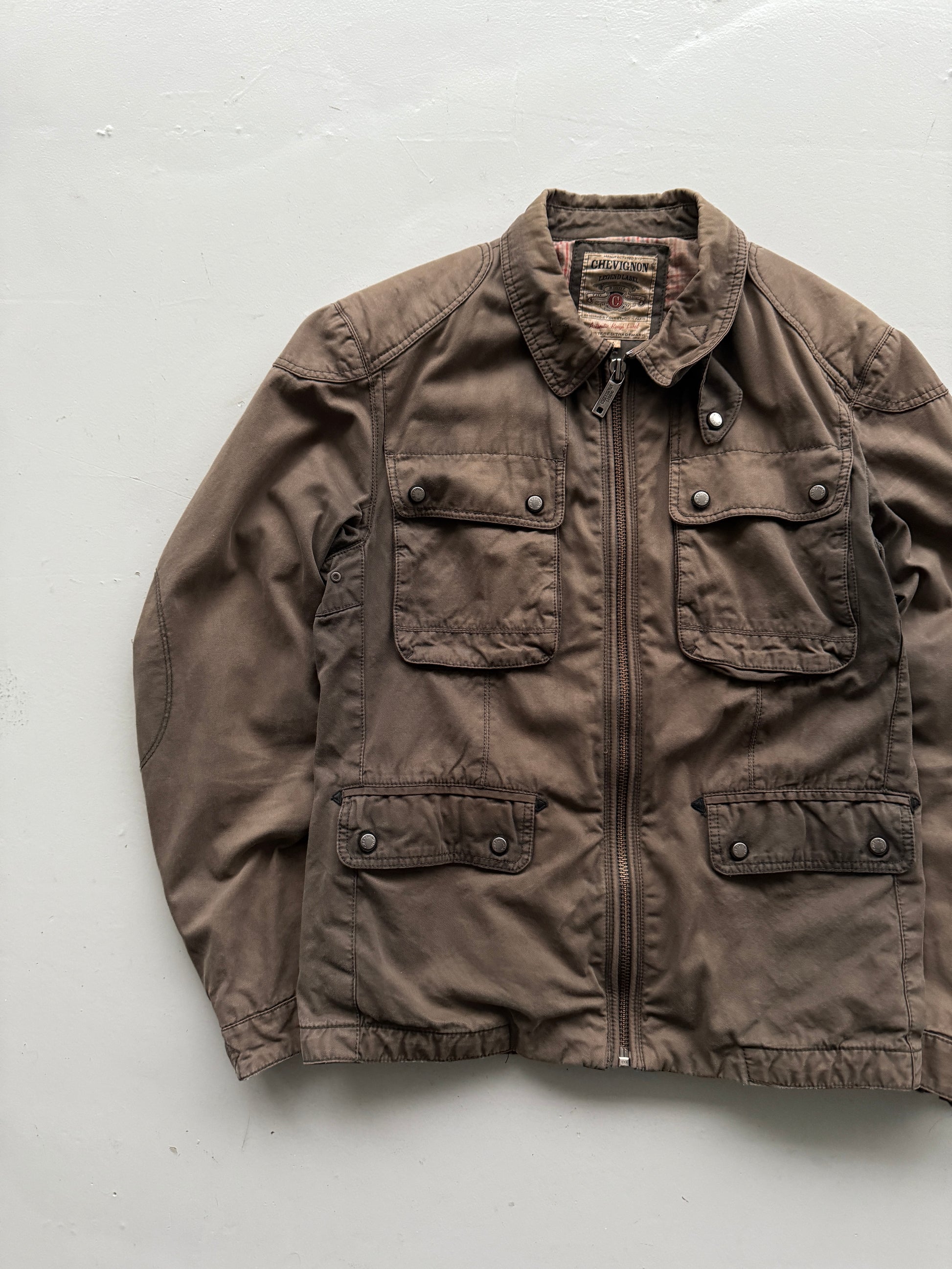 Brown Chevingon 90's Vintage Canvas Field Utility Jacket - UK 12