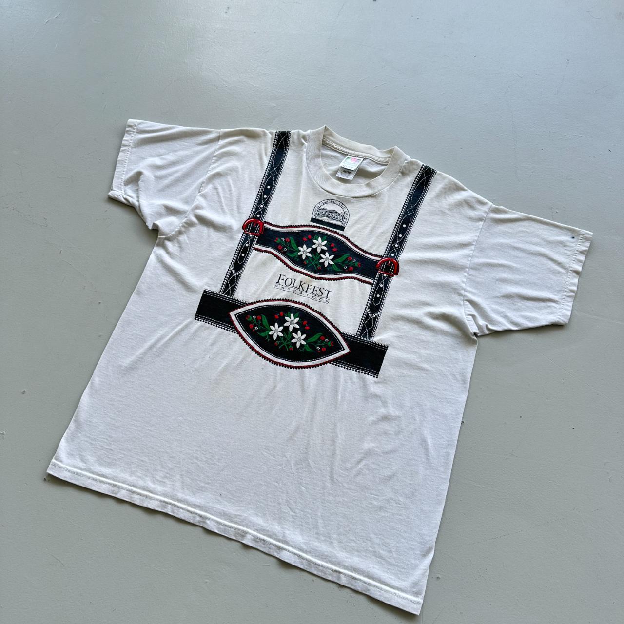 White Folkfest Vintage 90's T-shirt - XL