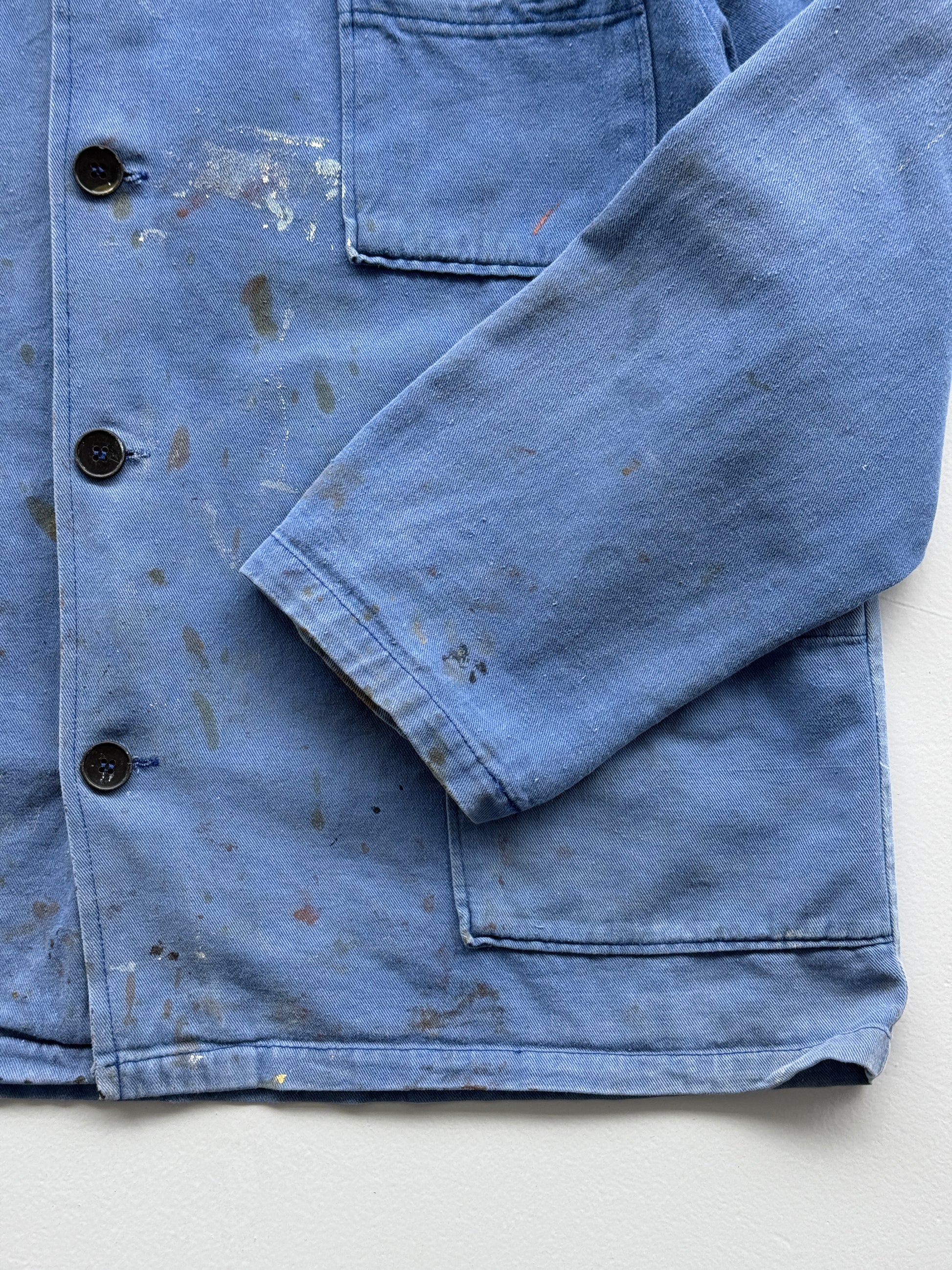 Thrashed Blue French Chore Jacket 70's Vintage Workwear CH170 - Oversized Medium