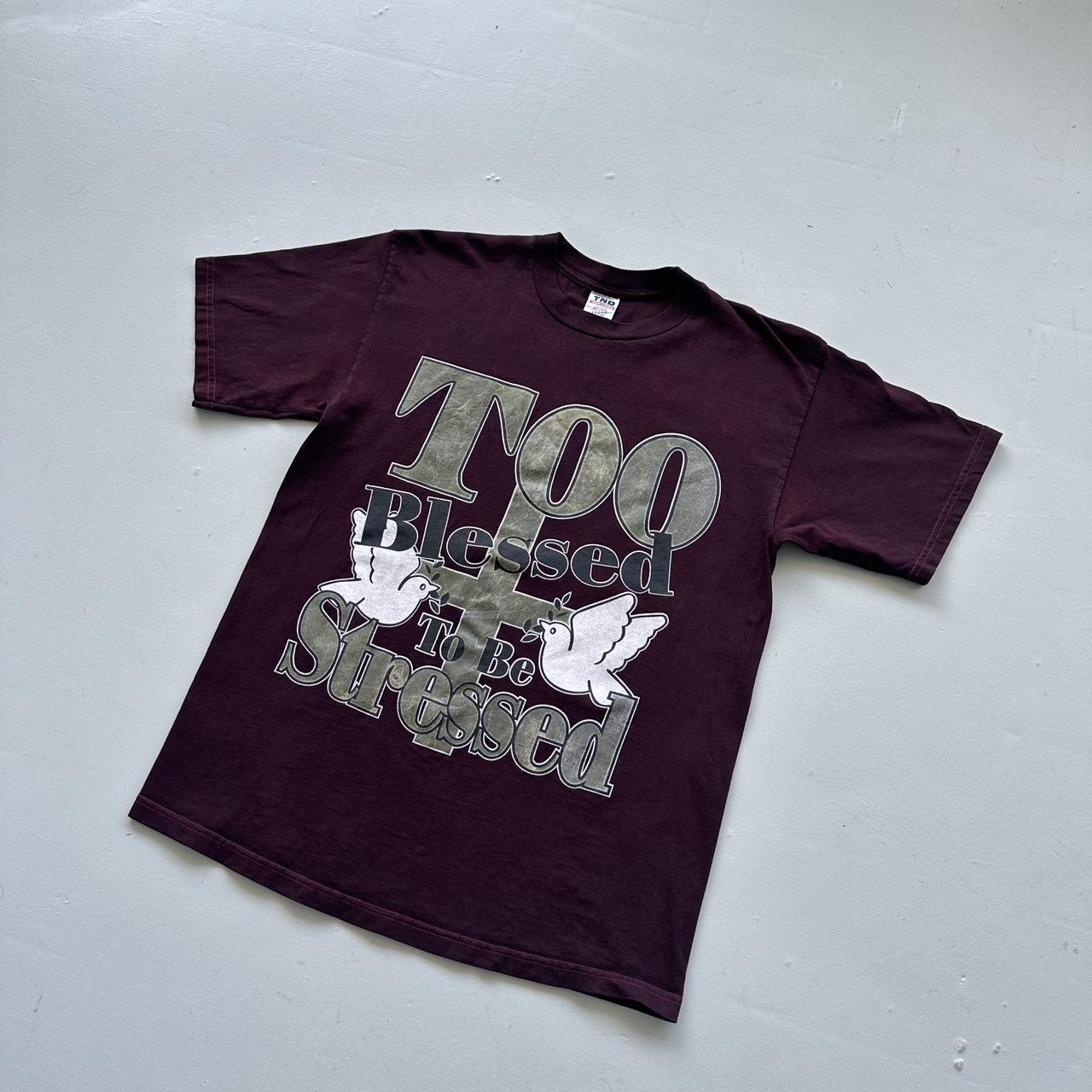 Burgundy Over-dyed Religious Slogan Vintage 90's T-shirt - Large