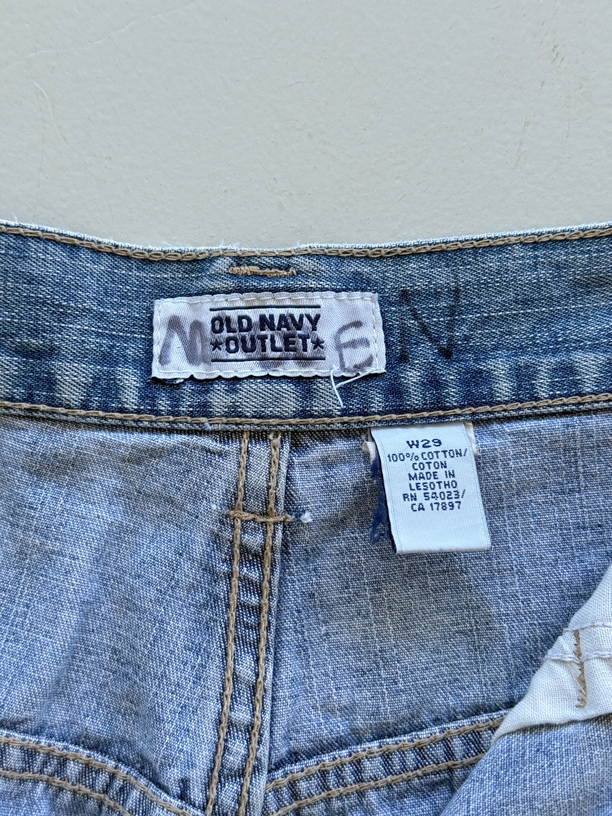 Light Blue Old Navy 00's Vintage Baggy Carpenter Denim Shorts - W30 x L11