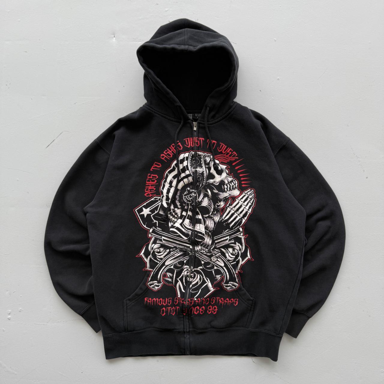 Black Famous Stars and Straps Y2K Vintage Graphic Hoodie - Large