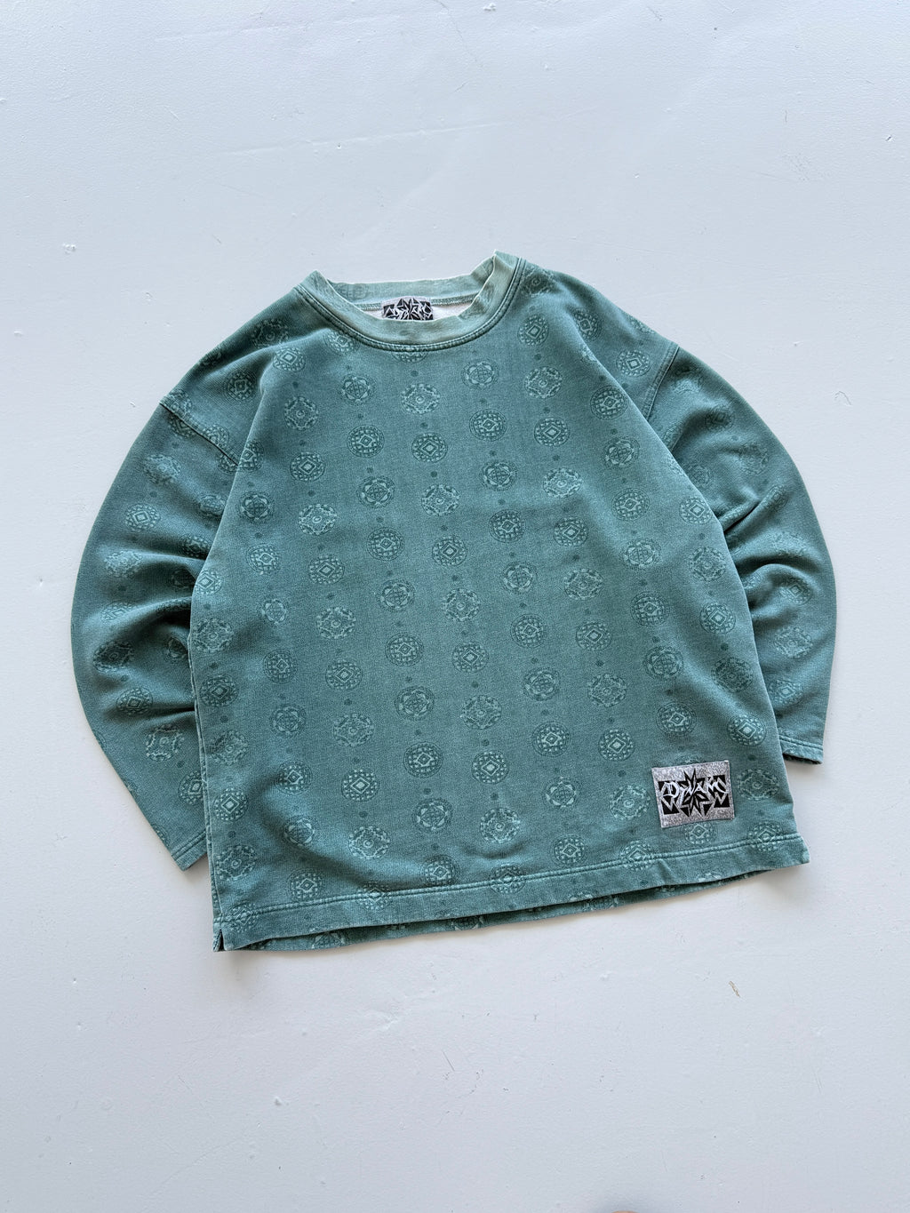 Dina Green Software Vintage Patterned  Surfwear 90's Sweatshirt - Large