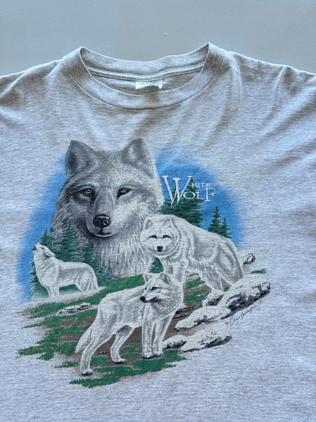 White Wolf Single Stitch 90's Vintage Nature T-Shirt - XL