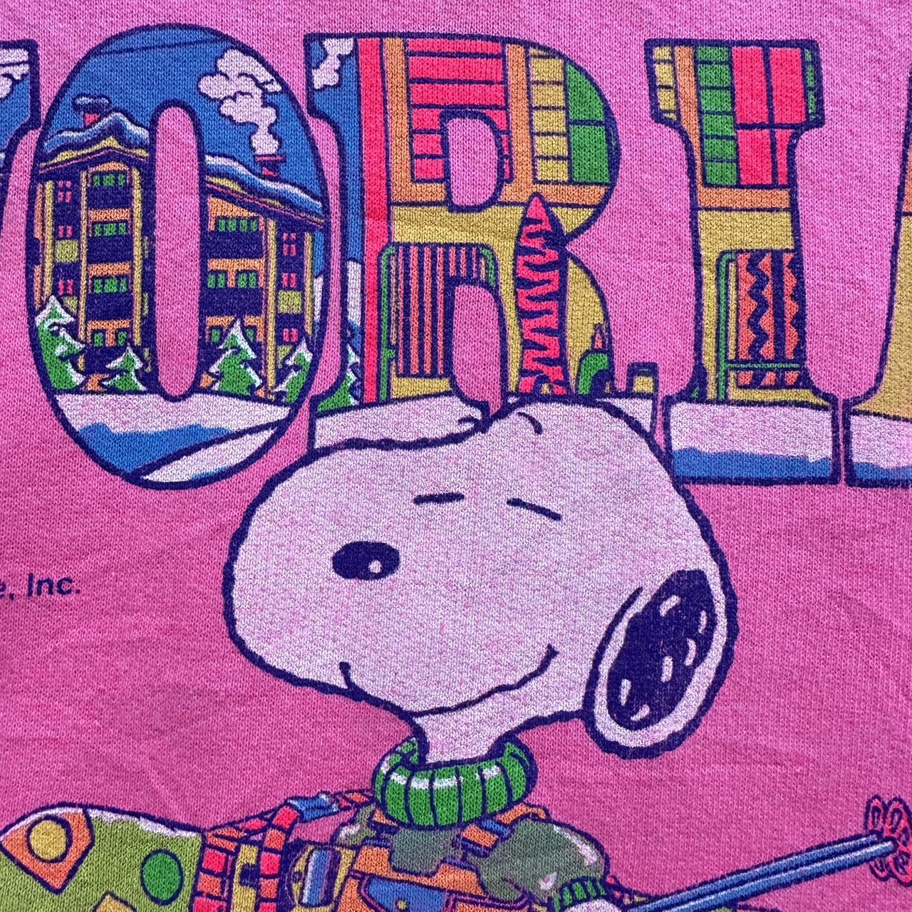 Pink Snoopy Peanuts Avoriaz Ski Vintage Graphic Sweatshirt - XL