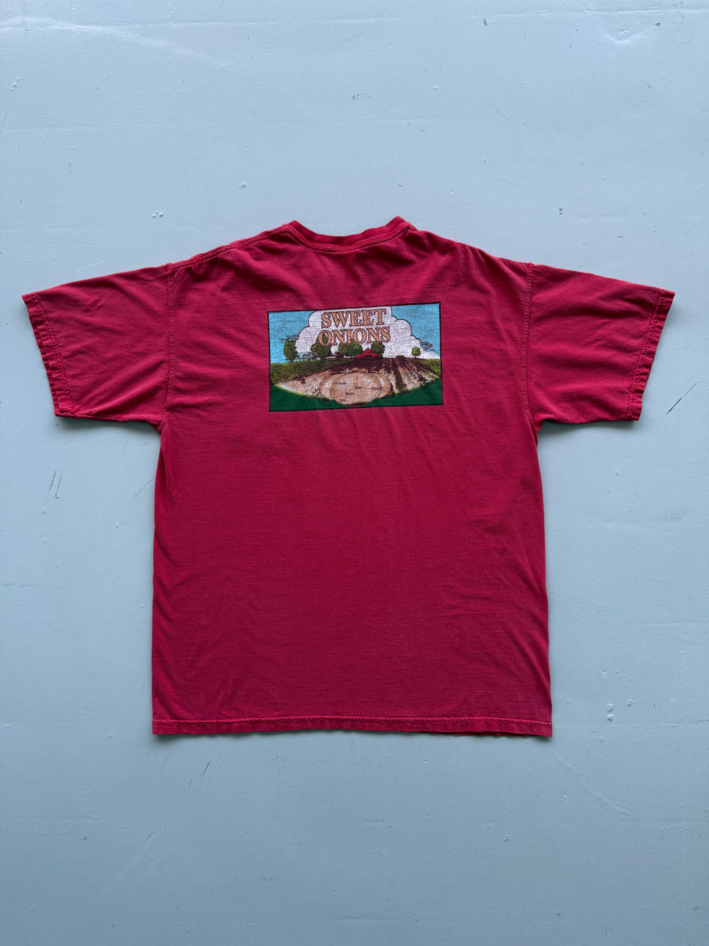 Faded Red California 90's Vintage Farming Graphic T-Shirt - XL