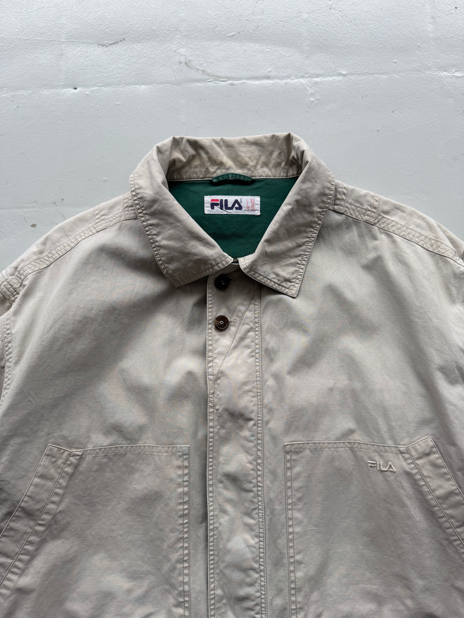 Cream Fila 00's Vintage Barn Field Jacket - Large