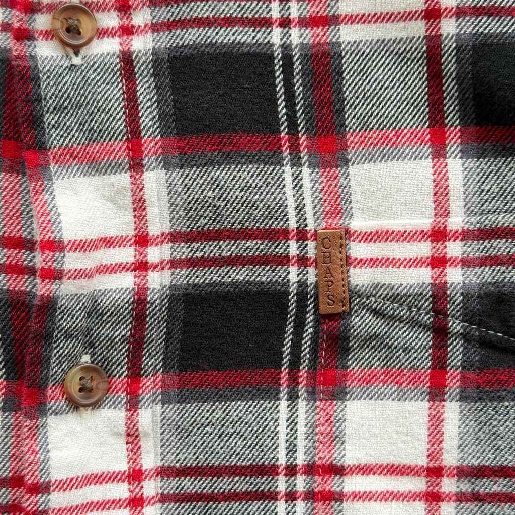 Red and Black Checkered Chaps 90s Vintage Long Sleeve Shirt - Large