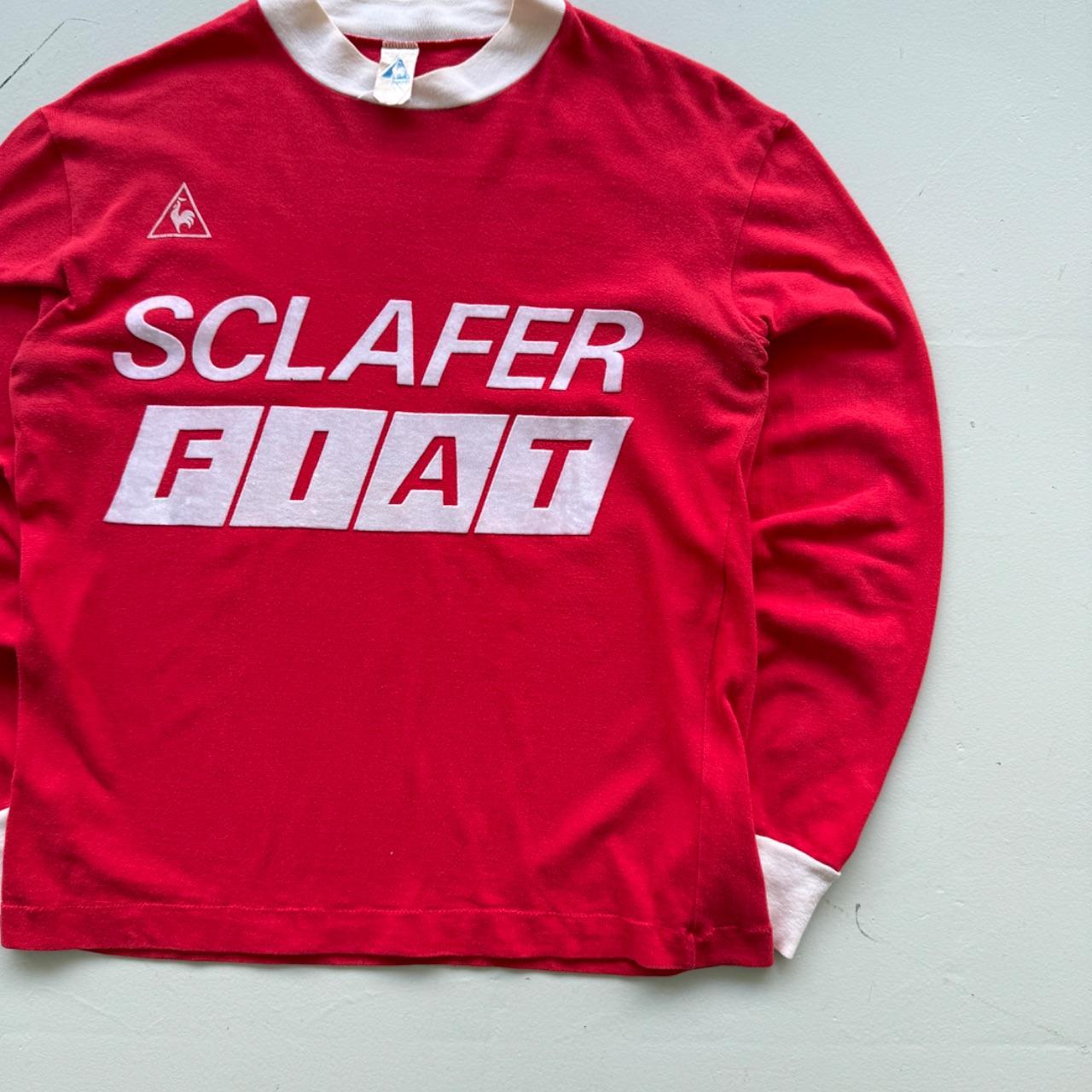Red Fiat 90s Vintage Le Coq Sportif Long Sleeve T-Shirt - Small