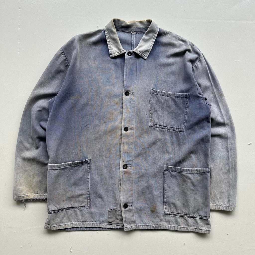 Faded Blue French Workwear 80’s Vintage Chore Jacket CH006 - Large