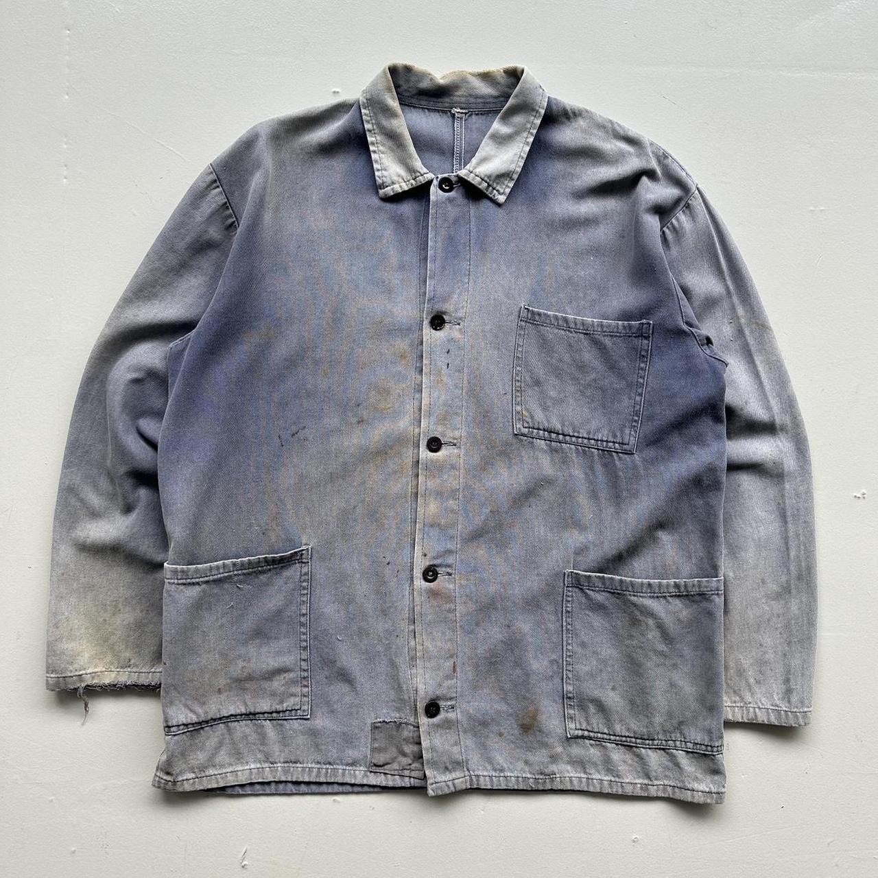 Faded Blue French Workwear 80’s Vintage Chore Jacket CH006 - Large