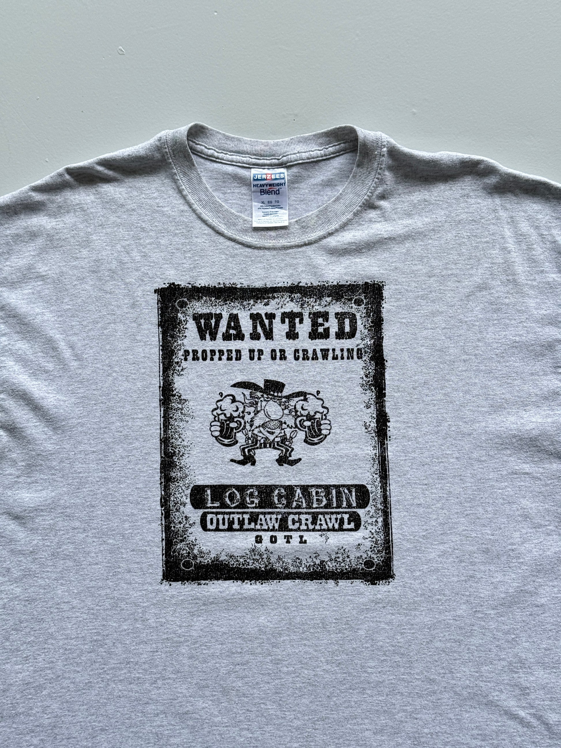 Grey Wanted Western 00's Vintage Graphic T-Shirt - XL