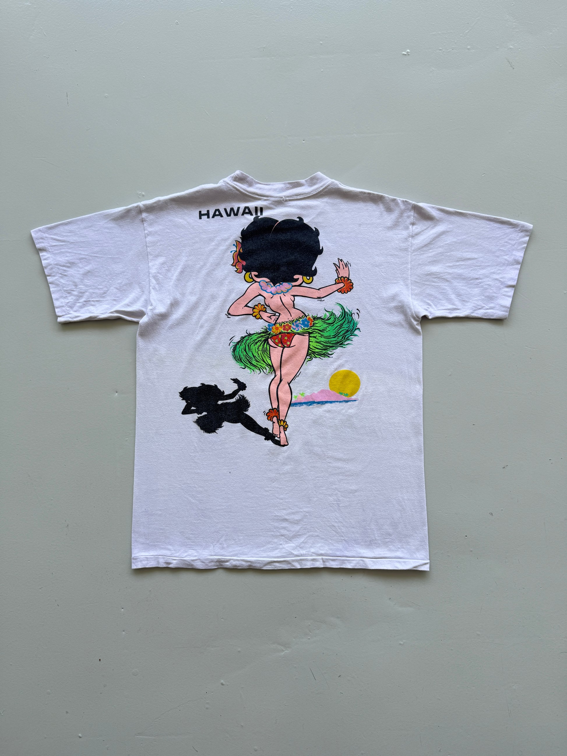 White Betty Boop 90's Vintage Graphic Single Stitch Tourist T-Shirt - Medium