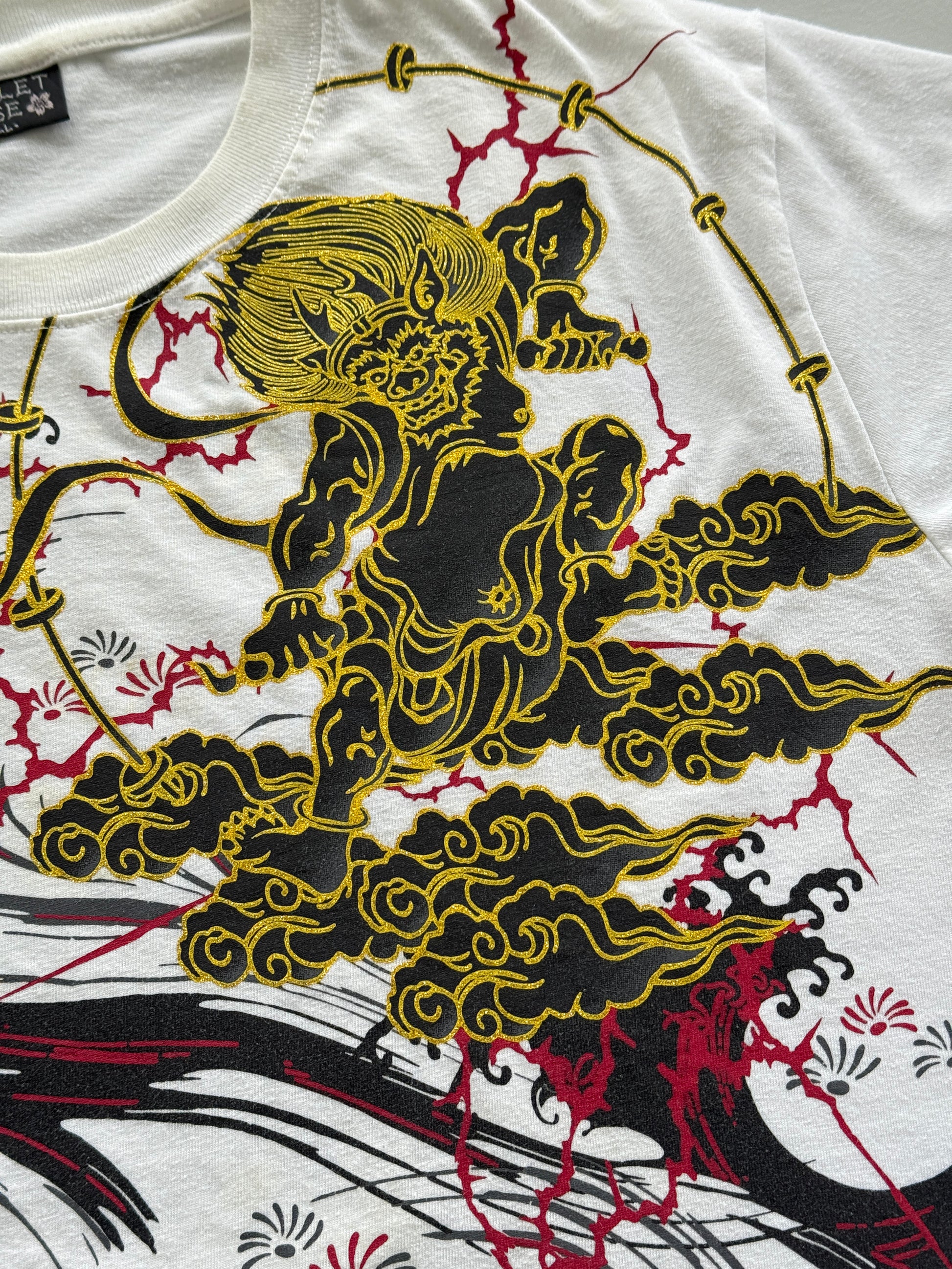 White Bullet Noise 00's Vintage Y2K Graphic T-Shirt - Large