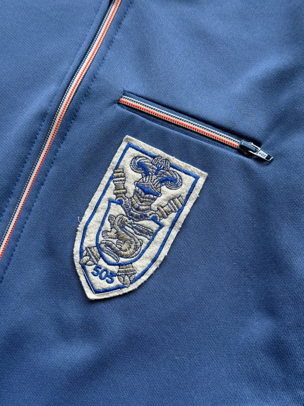 Navy Vintage 80's Athletic College Track Jacket Bomber- Small