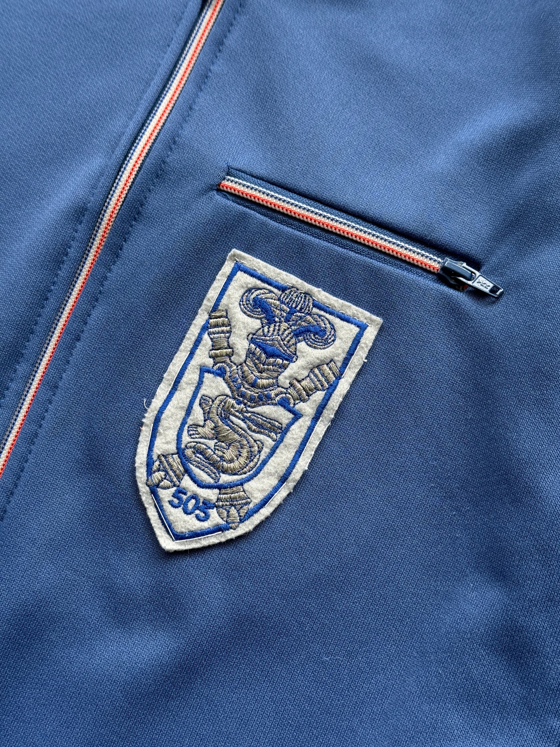 Navy Vintage 80's Athletic College Track Jacket Bomber- Small