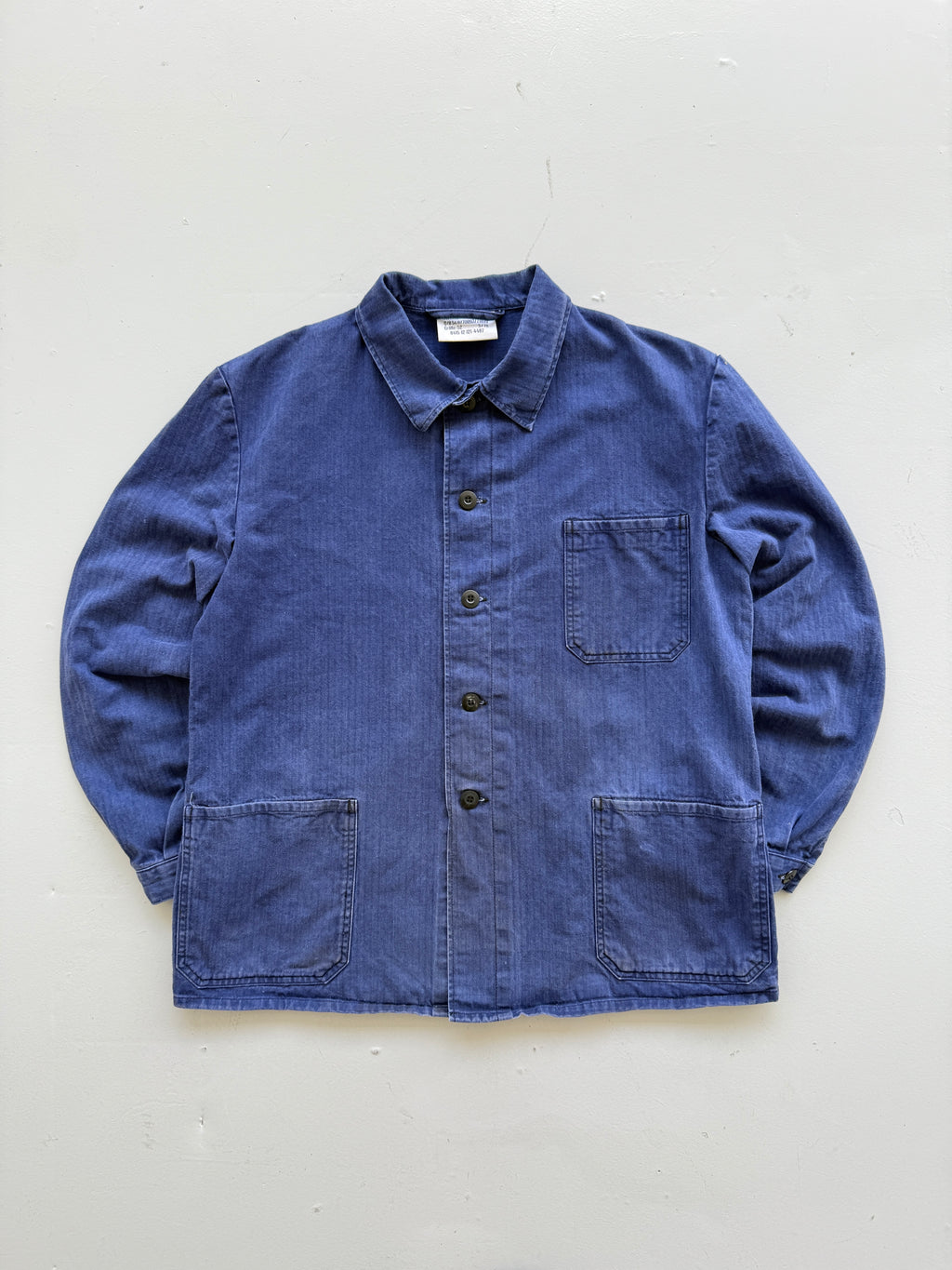 Blue Herringbone Vintage Workwear Chore Jacket CH365 - Medium