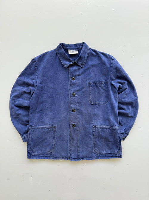 Blue Herringbone Vintage Workwear Chore Jacket CH365 - Medium