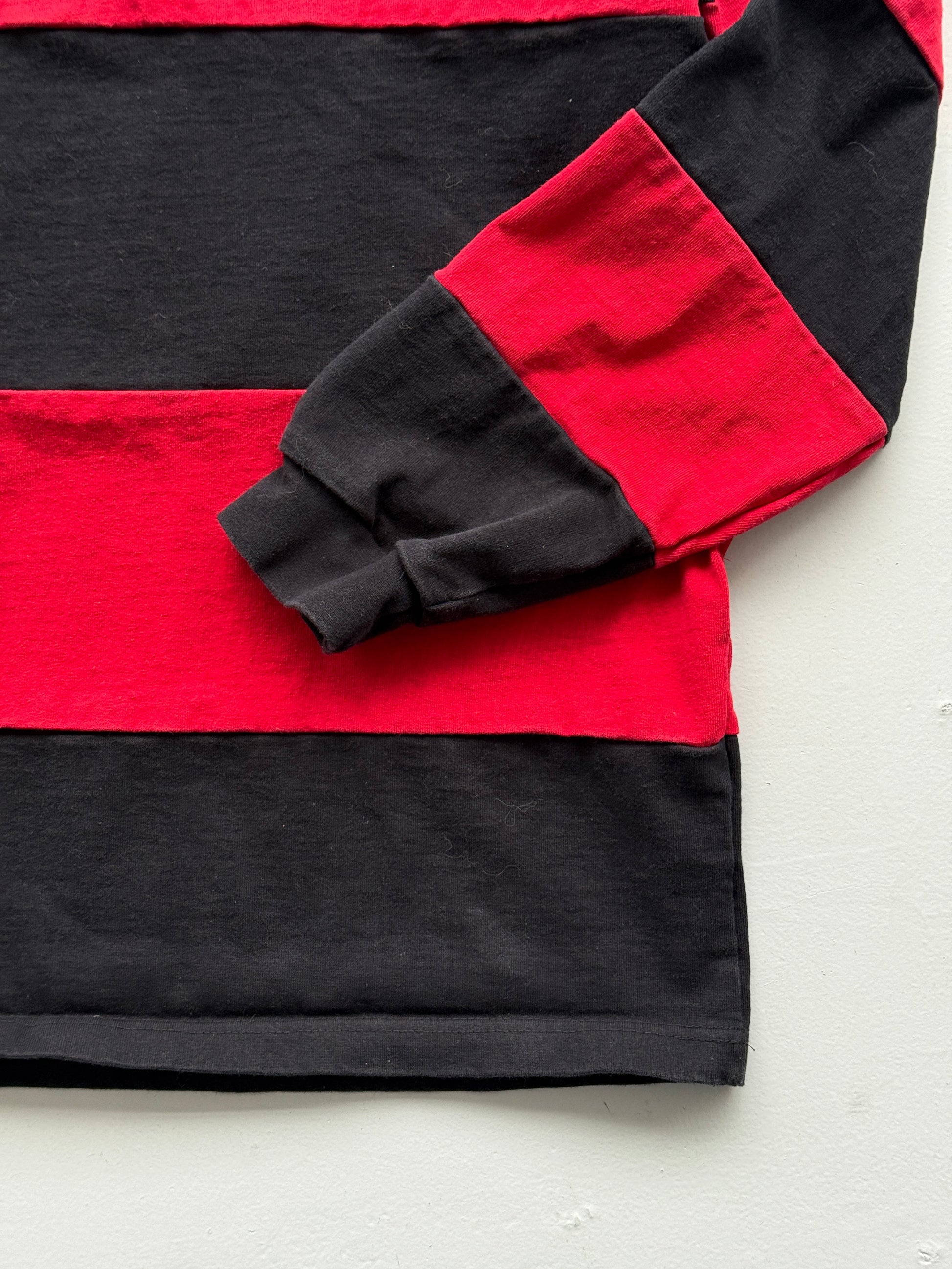 Red Striped Stade Toulousain 90's Vintage Long Sleeve Rugby Jersey Polo - Medium