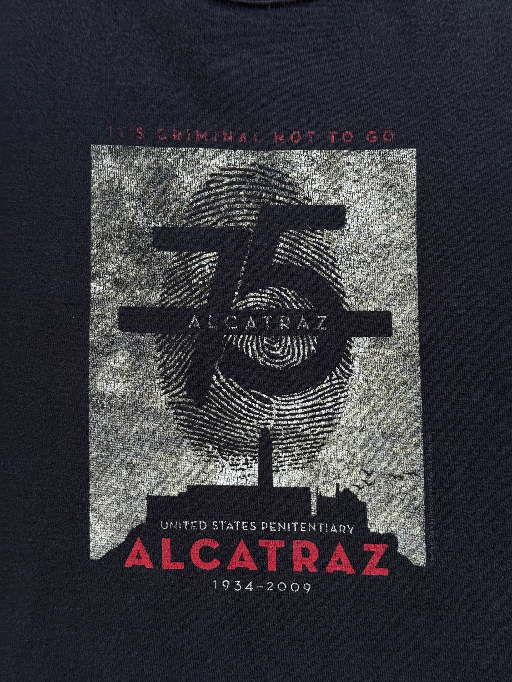 Black Alcatraz 00's Vintage Tourist Graphic T-Shirt - XL